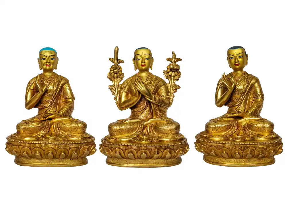 Statue en cuivre de Tsongkhapa avec plaquage en or
