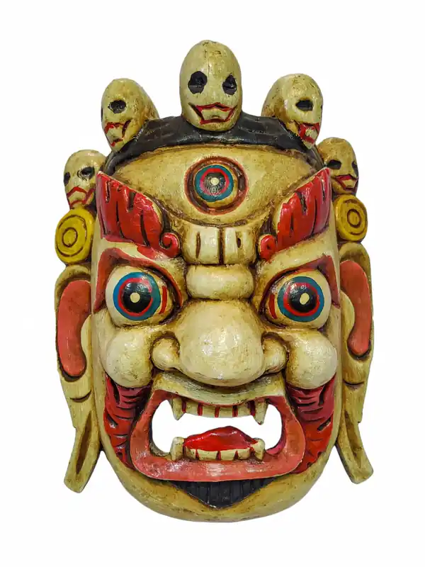 Masque de Bhairav Mahakala en bois de peuplier blanc