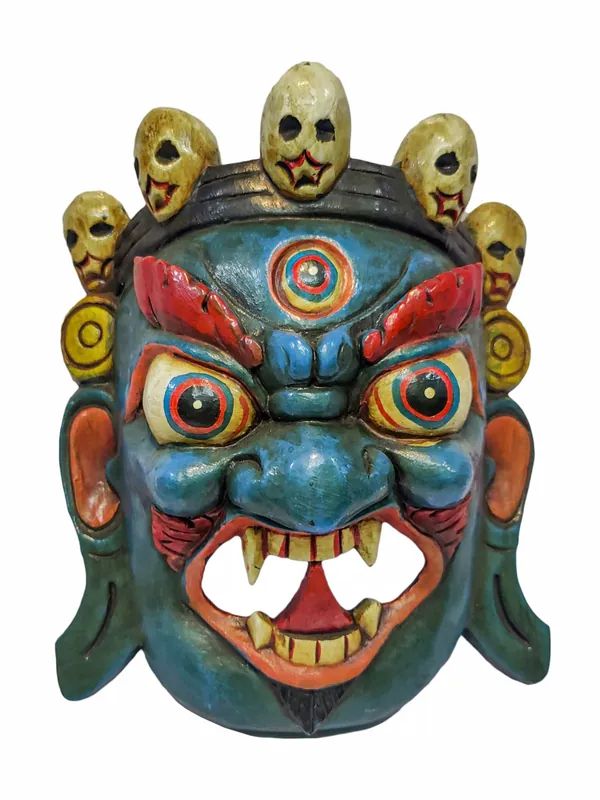 Masque de Bhairav Mahakala en bois de peuplier