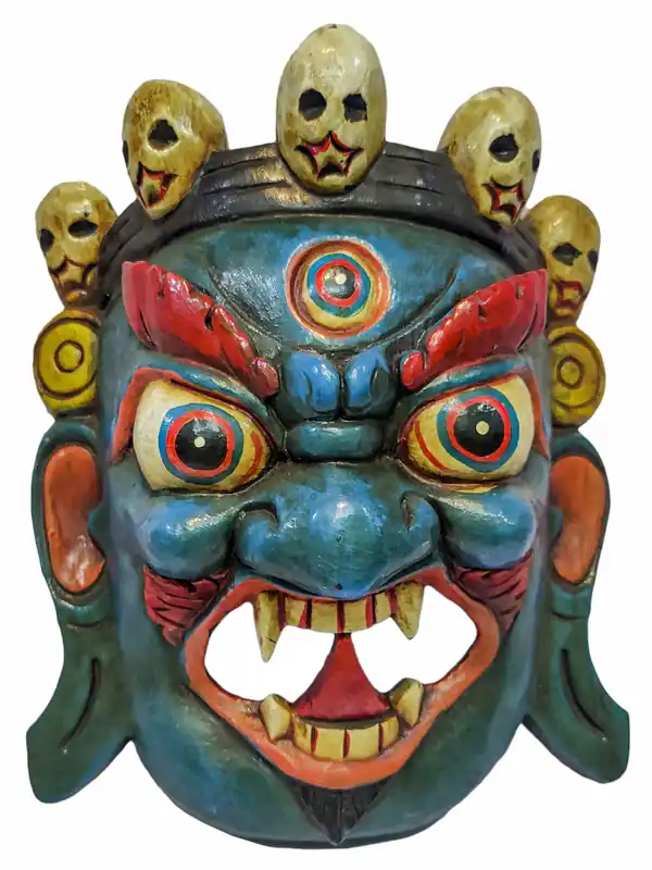 Masque en bois de Bhairav de Mahakala en peuplier