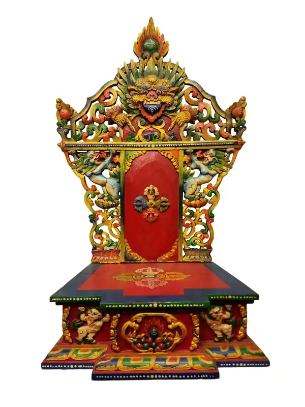 Trône de base Chesum en bois sacré – Fondement spirituel artisanal