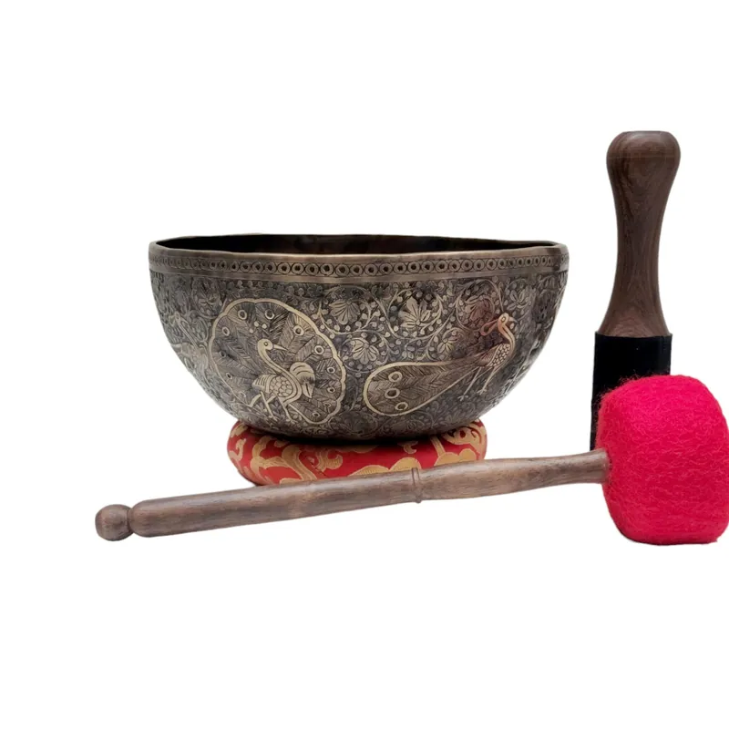 Bol chantant Jambati avec motif de paon