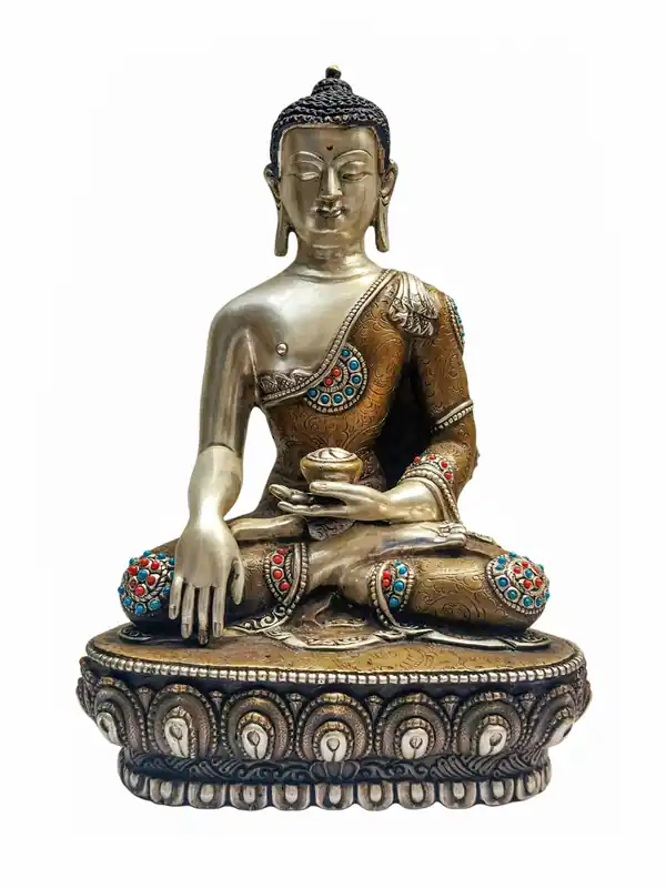 Statue miniature en cuivre de Shakyamuni Bouddha – 18 cm, fabriquée à la main au Népal