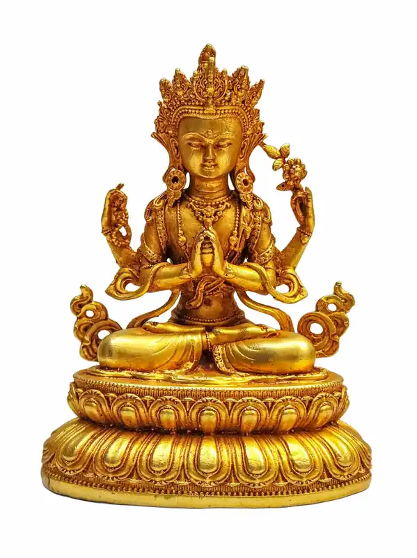Statue miniature en cuivre faite main – Bodhisattva de la compassion