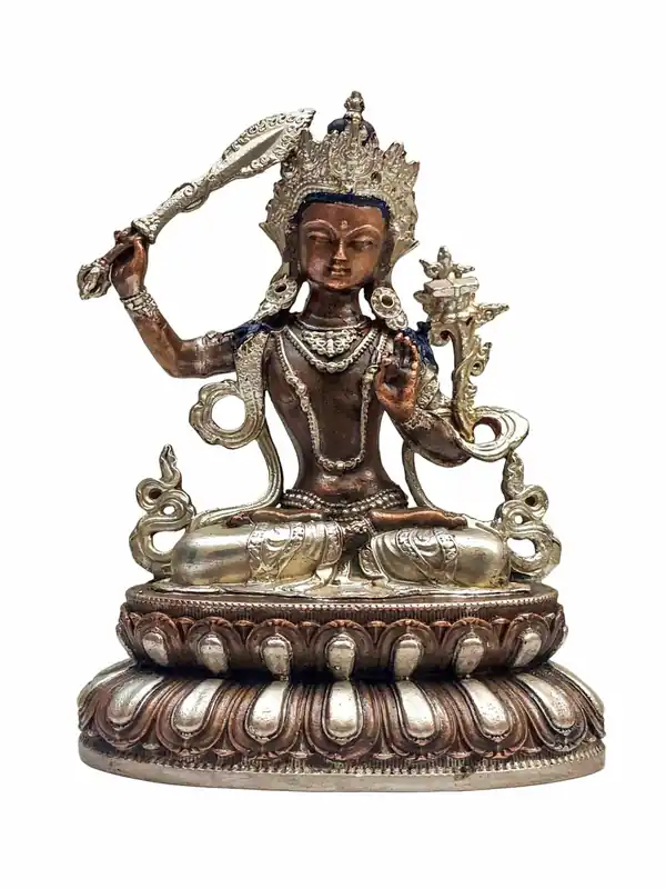 Miniature en cuivre de Manjushri – Incarnation de la sagesse et de l’illumination
