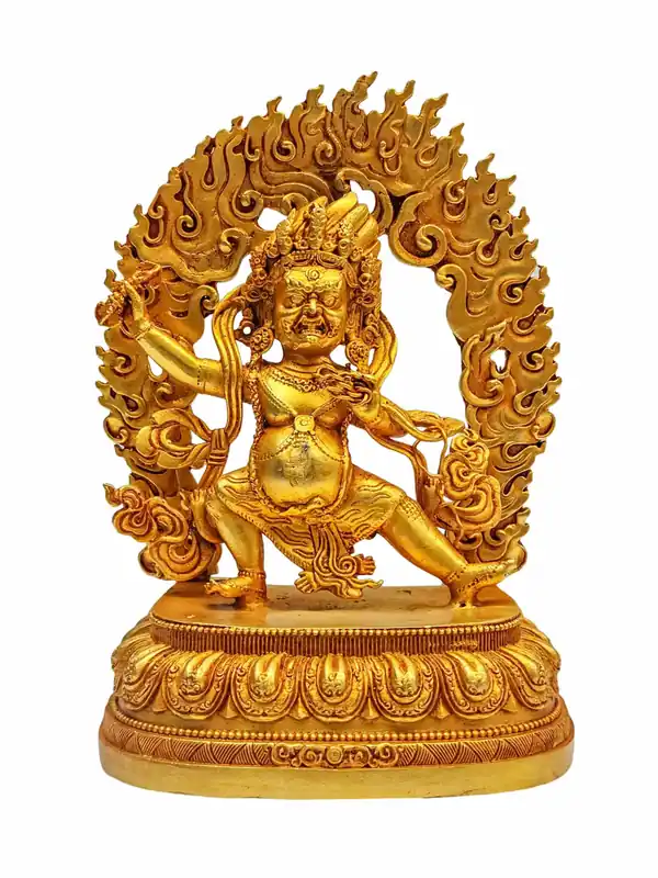 Statue miniature en cuivre de Vajrapani – Symbole de pouvoir et de bravoure