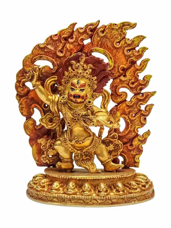 Statue miniature en cuivre de Vajrapani – Symbole de puissance et d’absence de peur