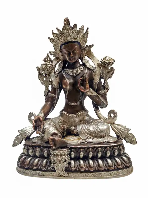 Statue miniature en cuivre de la Tara verte – Émblème de compassion et de protection