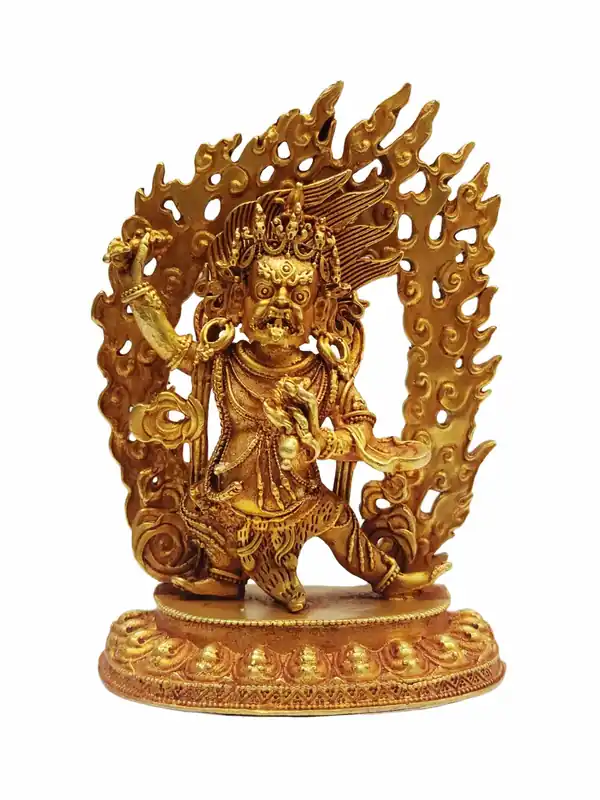 Statue Miniature en Cuivre de Vajrapani – Symbole de Pouvoir et d’Inébranlable Courage