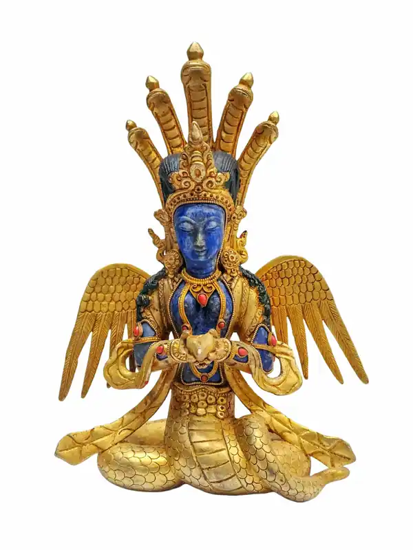 Statue de Naga Kanya en Lapis Lazuli – Déesse Serpentine des Trésors et de la Sagesse