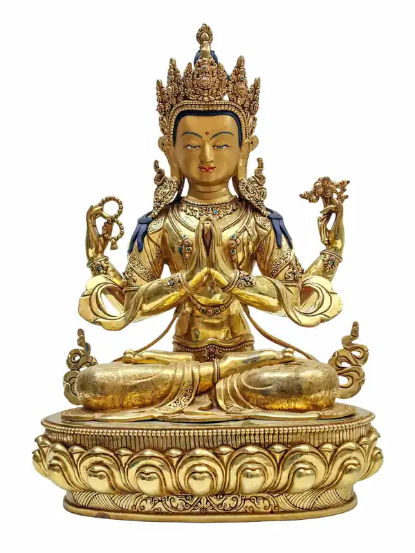 Statue en cuivre de Chenrezig – Bodhisattva de la compassion