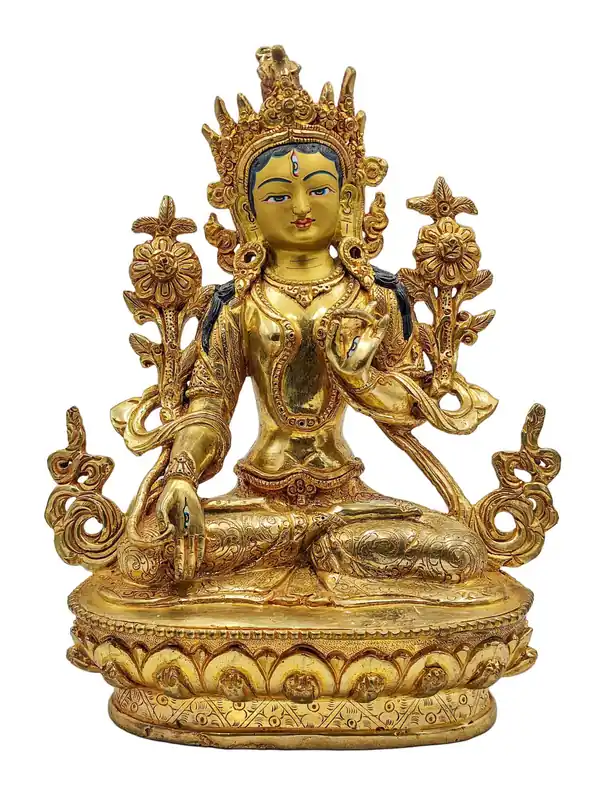 Statue en cuivre de la Tara blanche – Incarnation de la longévité et de la guérison, 22 cm