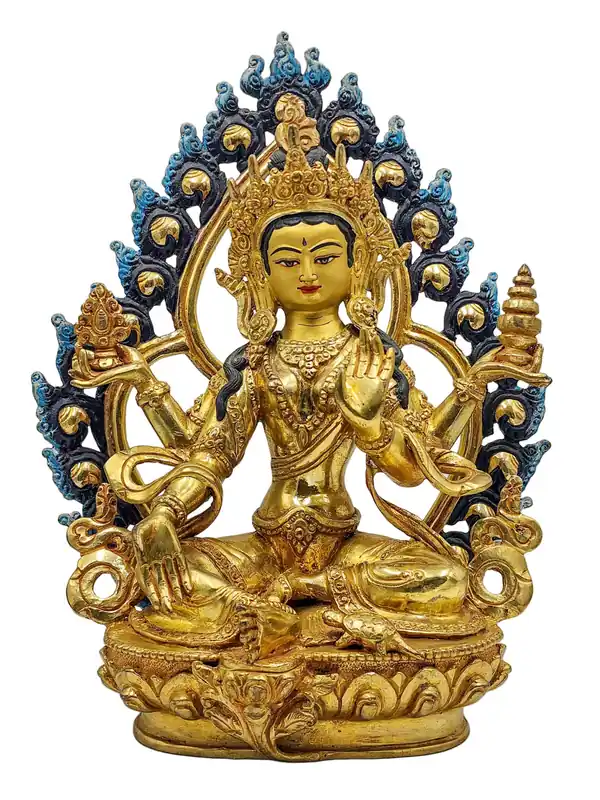 Statue en cuivre faite à la main – Déesse de la richesse, Lakshmi