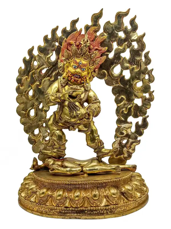 Statue de Jambhala Jaune – Cuivre avec Dorure