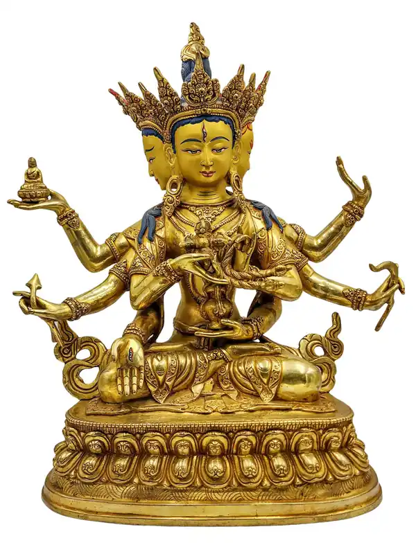 Statue en cuivre de Namgyalma – Déesse de la Victoire en or plaqué, faite à la main