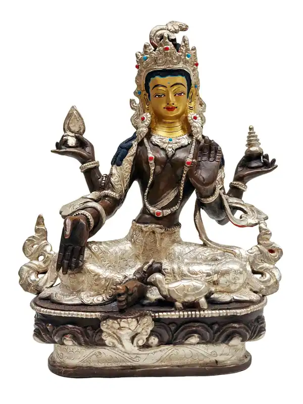 Statue en cuivre de Lakshmi – Déesse de la richesse et de la prospérité, faite à la main au Népal