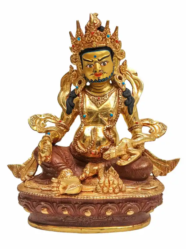 Statue de Jambhala Jaune – Figurine en Cuivre Promouvant la Générosité et l’Abondance