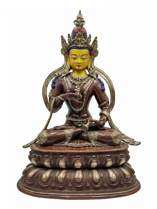 Statue en cuivre de Vajrasattva avec finition oxydée