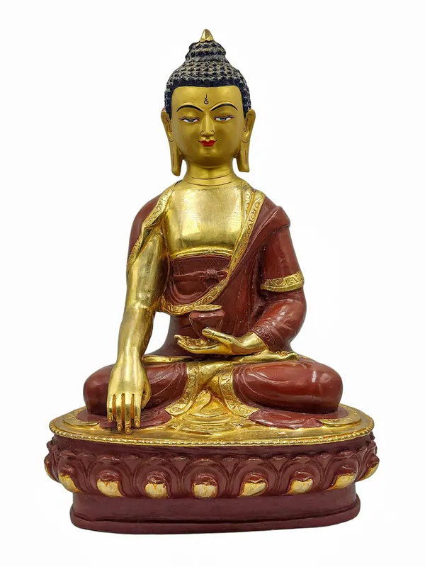 Statue de Shakyamuni Bouddha – Cuivre, partiellement doré