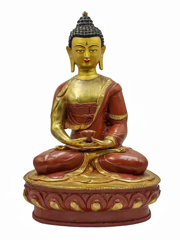Statue de Bouddha Amitabha – Fini en cuivre et plaqué or