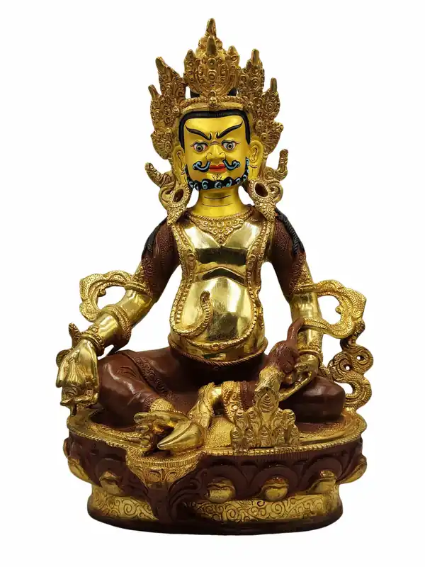 Statue de Jambhala Jaune – Cuivre, Partiellement Doré