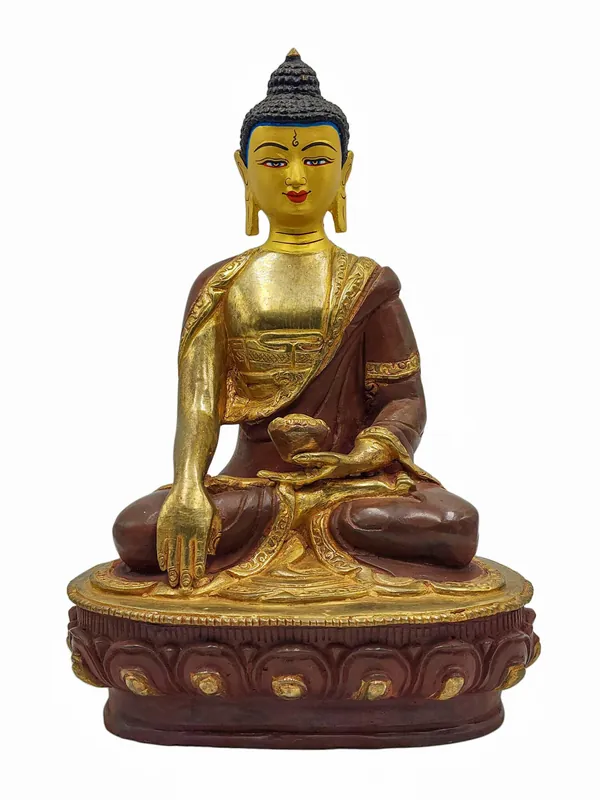 Statue de Bouddha Shakyamuni – Cuivre, Finition Dorée