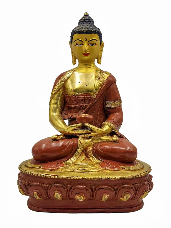 Statue de Bouddha Shakyamuni en cuivre – Partiellement dorée