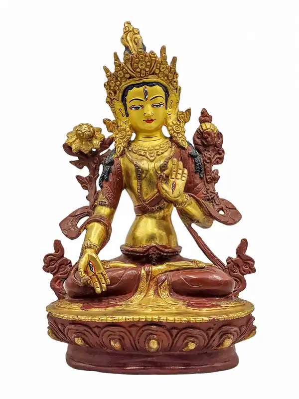 Statue de Tara Blanche – Cuivre, Partiellement Doré