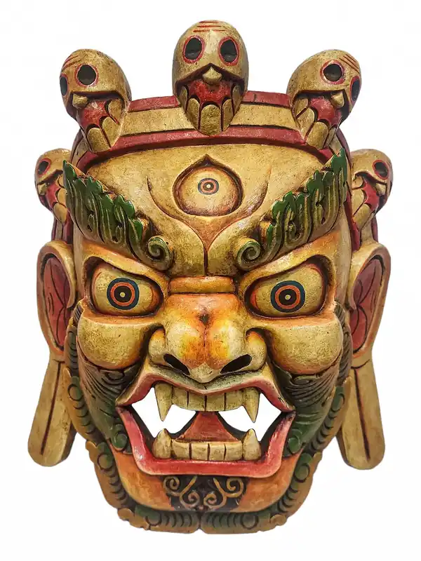 Masque de Bhairav en peuplier blanc