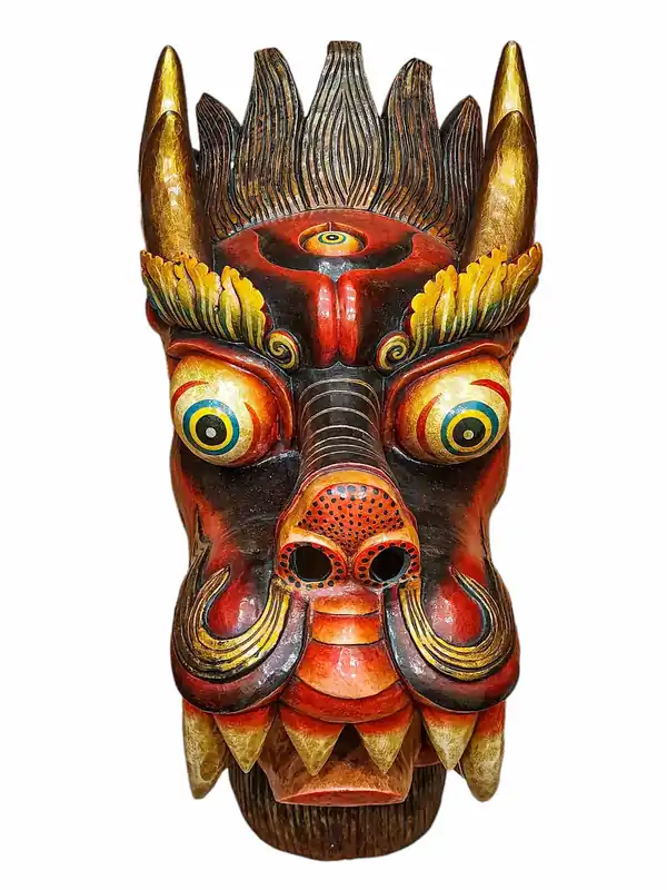 Masque en bois du Grand Dragon de Pouvoir et de Sagesse