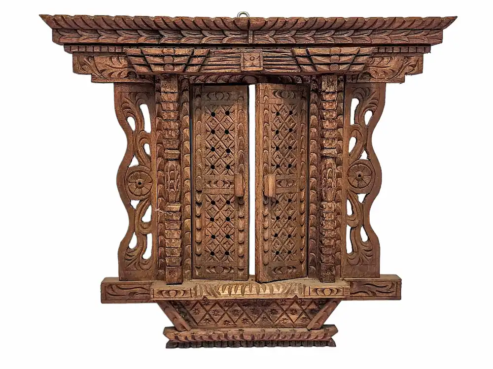 Fenêtre en bois sculpté à la main Newari du Népal