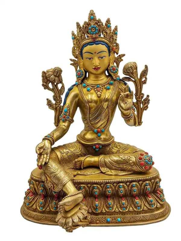 Statue en cuivre de Tara verte – Protectrice divine de la compassion