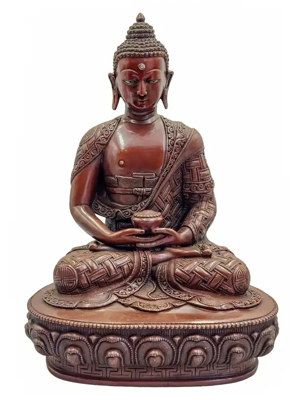 Statue en cuivre d’Amitabha Bouddha : Lumière divine de compassion, 22 cm