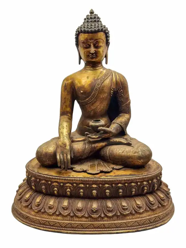 Statue en cuivre de Shakyamuni Bouddha – Enseignant Éclairé – 45 cm, Fini Antique
