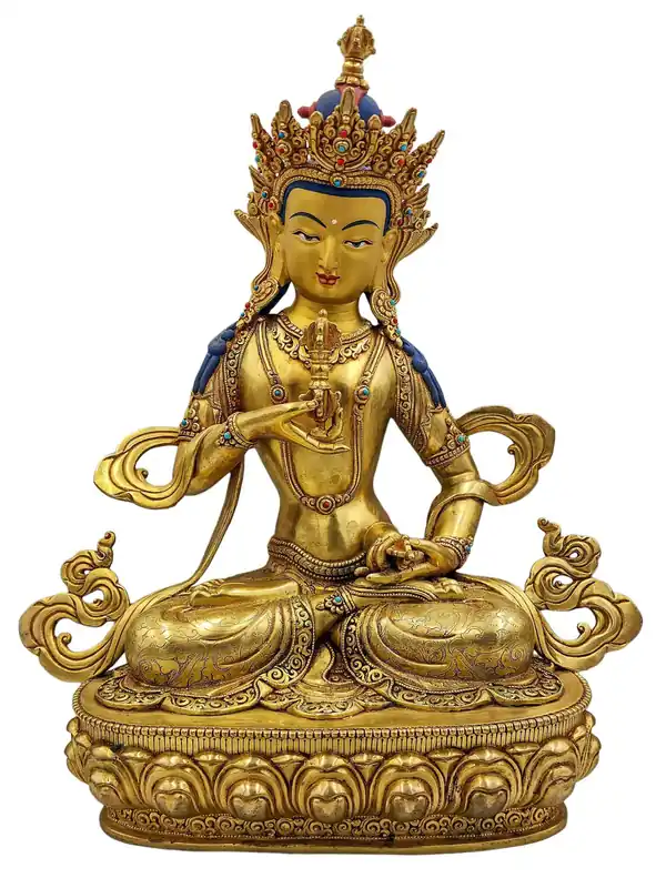 Statue en cuivre de Vajrasattva – Dorée, Peinte à la main, Symbole de Pureté et d’Éveil