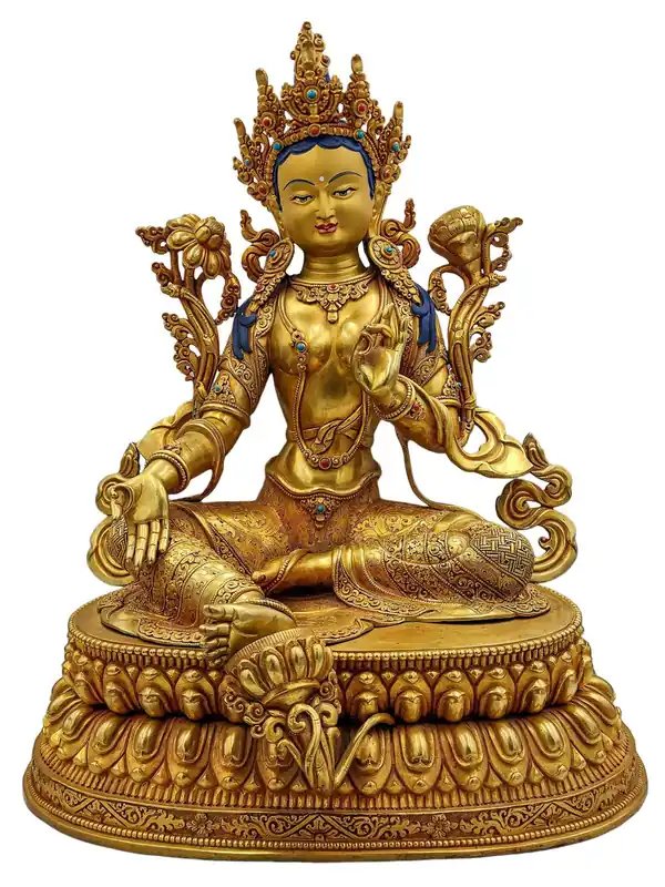Statue en cuivre de haute qualité de Tara Verte – Incarnation de la Compassion et de la Protection