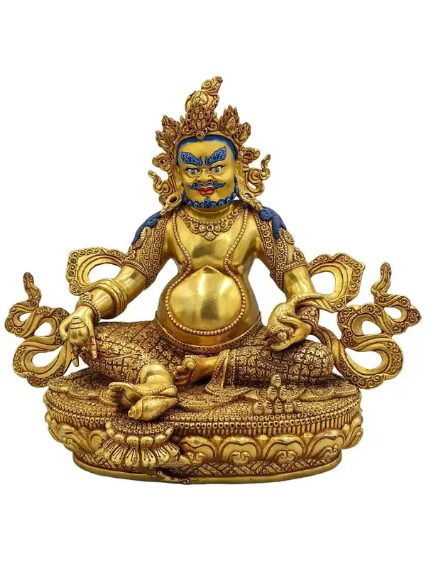 Statue de Jambhala Jaune – Fini en cuivre et doré