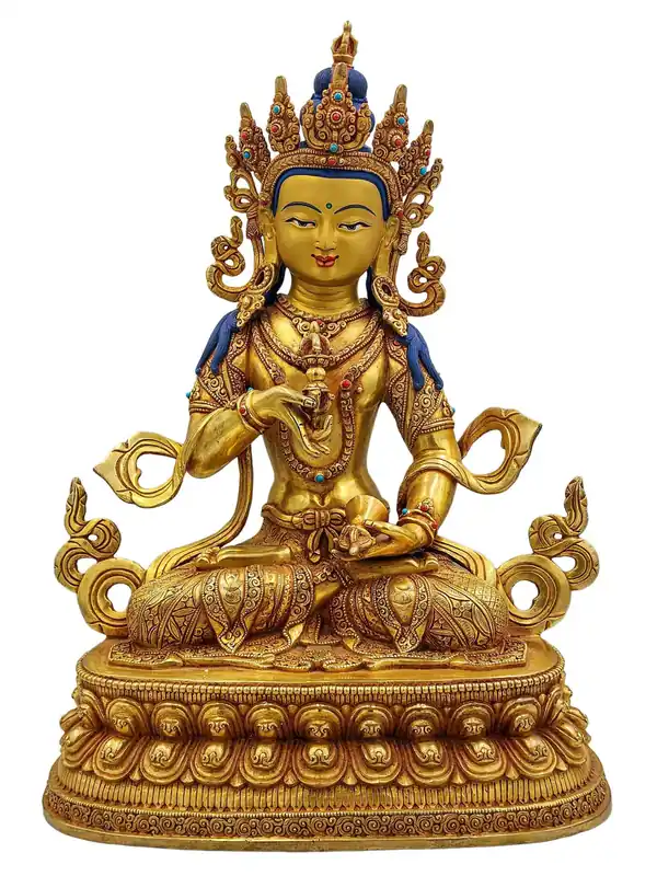 Statue en cuivre de Vajrasattva – Fabriquée à la main et plaquée or