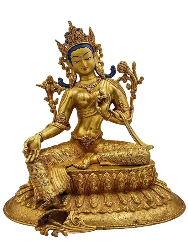 Statue de Tara Verte en cuivre : Déesse de la Compassion