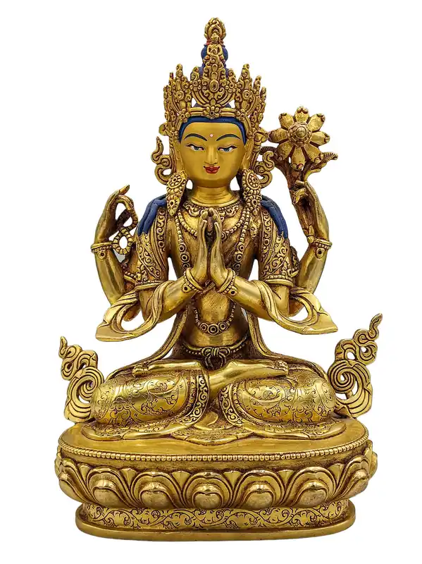 Statue en cuivre de Chenrezig – Bodhisattva de la compassion