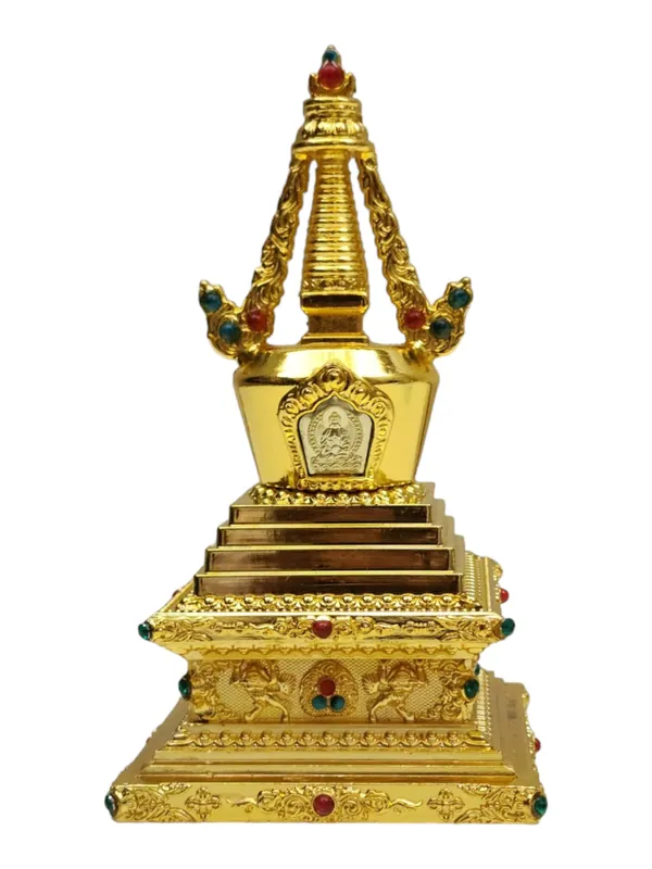 Stupa en métal représentant l’esprit illuminé du Bouddha