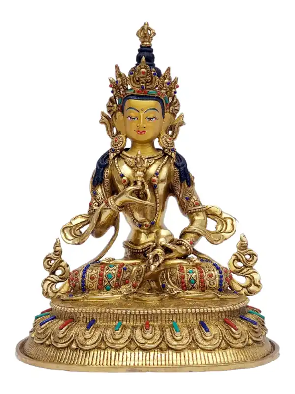 Statue en cuivre de Vajrasattva – Plaqué or pour purification