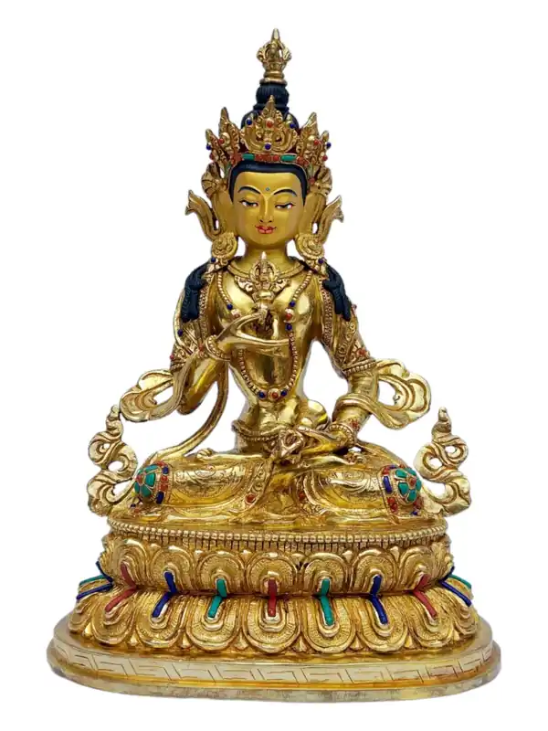 Statue en cuivre de Vajrasattva – Finition plaquée or