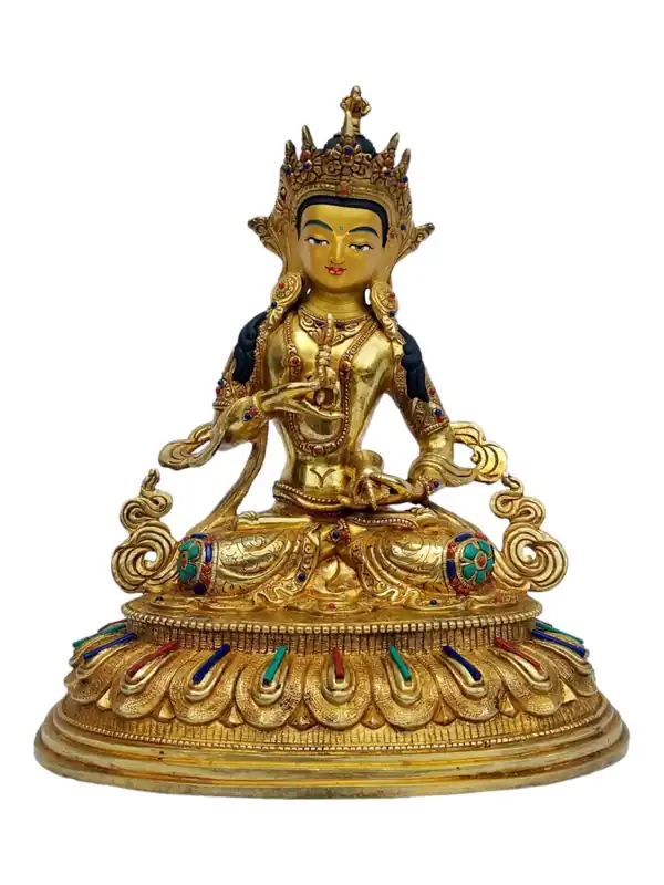 Statue en cuivre de Vajrasattva – Entièrement plaquée or