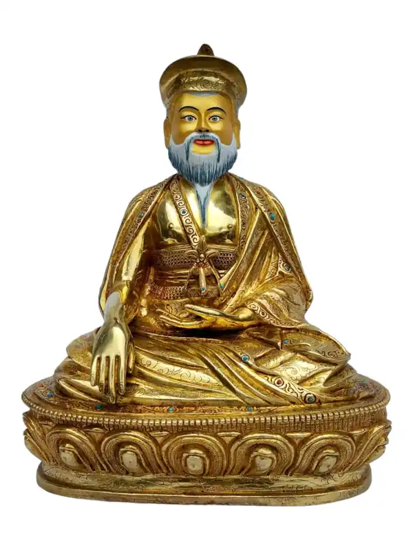 Statue en Cuivre du 4ème Zhabdrung Rinpoche – Incarnation de l’Héritage Spirituel Bhoutanais