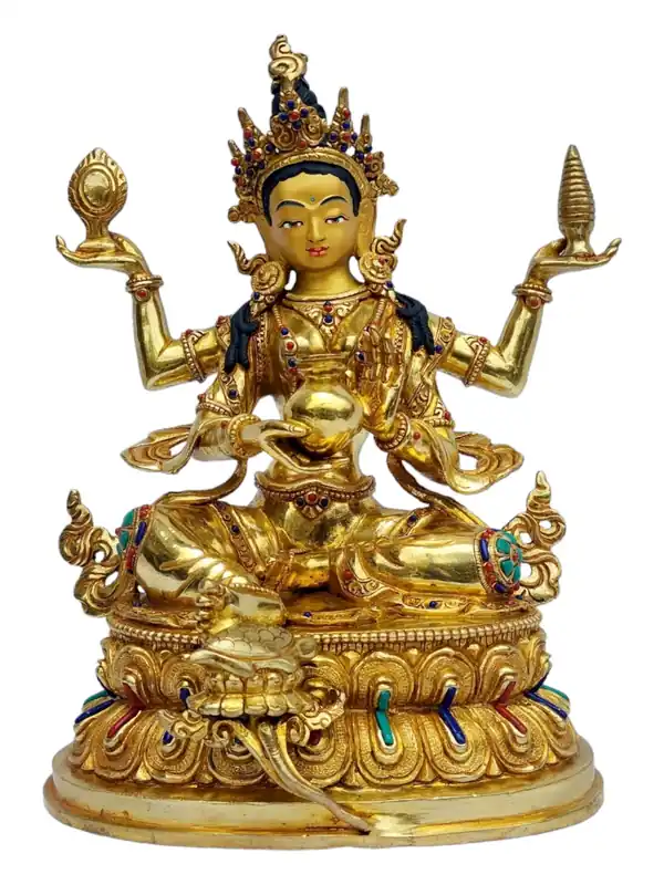 Statue en cuivre de Lakshmi – Déesse de la richesse, de la prospérité et de la fortune, 26 cm