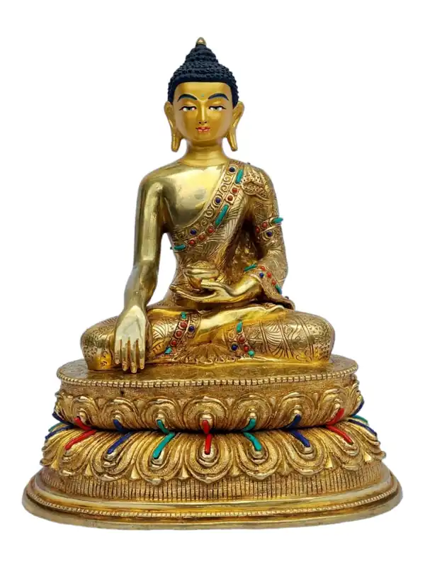 Statue de Shakyamuni Buddha – Cuivre avec placage d’or