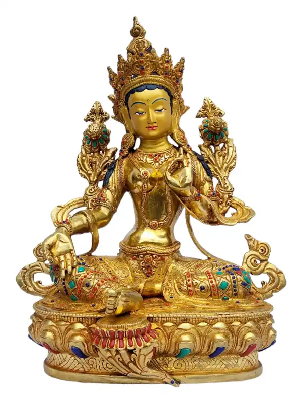Statue en cuivre de Tara Verte – Fini doré