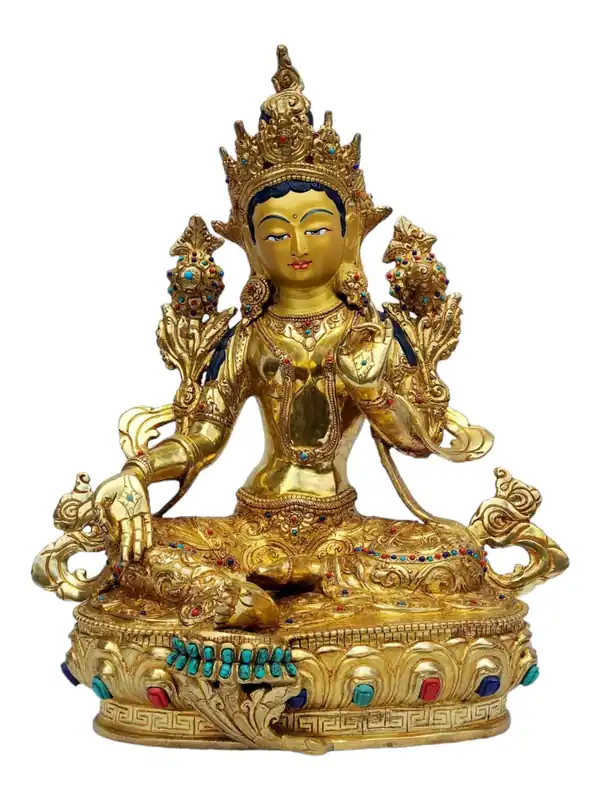 Statue en cuivre de Tara verte – Déesse de la compassion