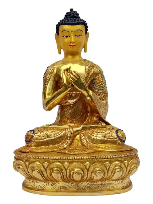 Statue de Bouddha Vairochana – Cuivre, entièrement dorée, illumination cosmique